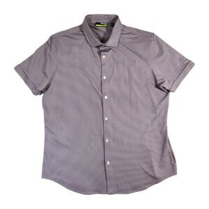 Murano Mens SLIM FIT XL Check Short Sleeve Shirt Performance Lightweight Stretch